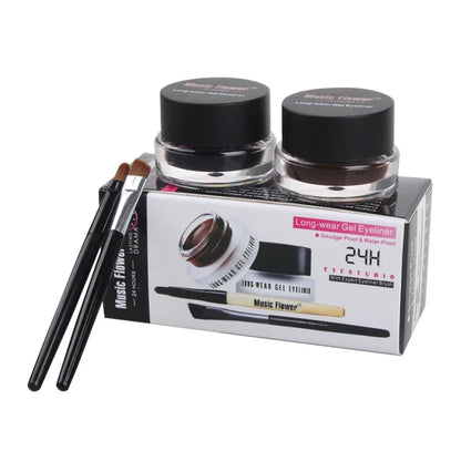 Black And Brown Waterproof Eyeliner Gel With Brush