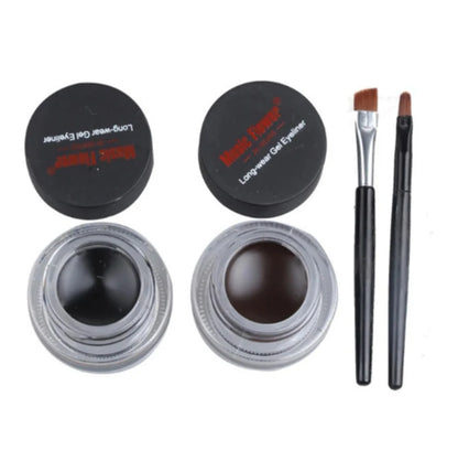 Black And Brown Waterproof Eyeliner Gel With Brush