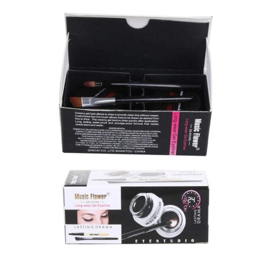 Black And Brown Waterproof Eyeliner Gel With Brush